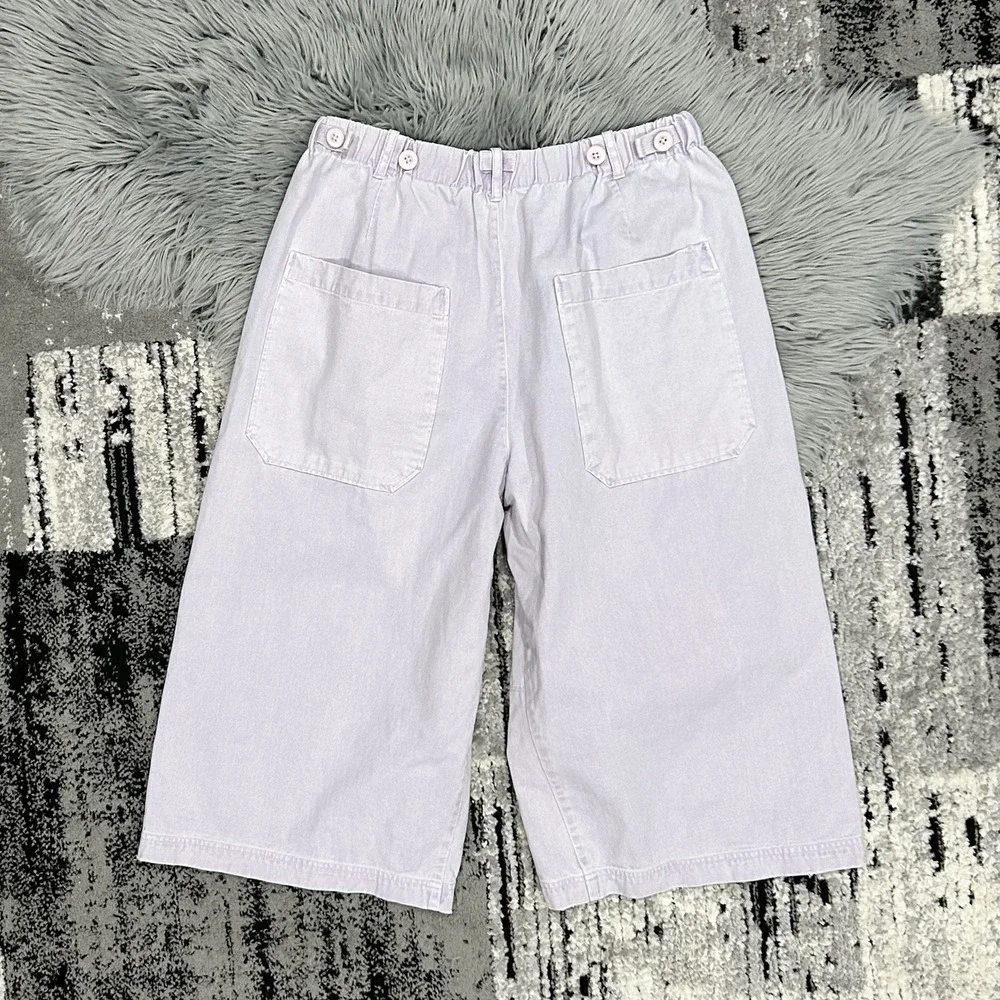 Free People Women's Wide Leg Gaucho Pants Hard Rain Cropped Purple Size 8 - Picture 7 of 9